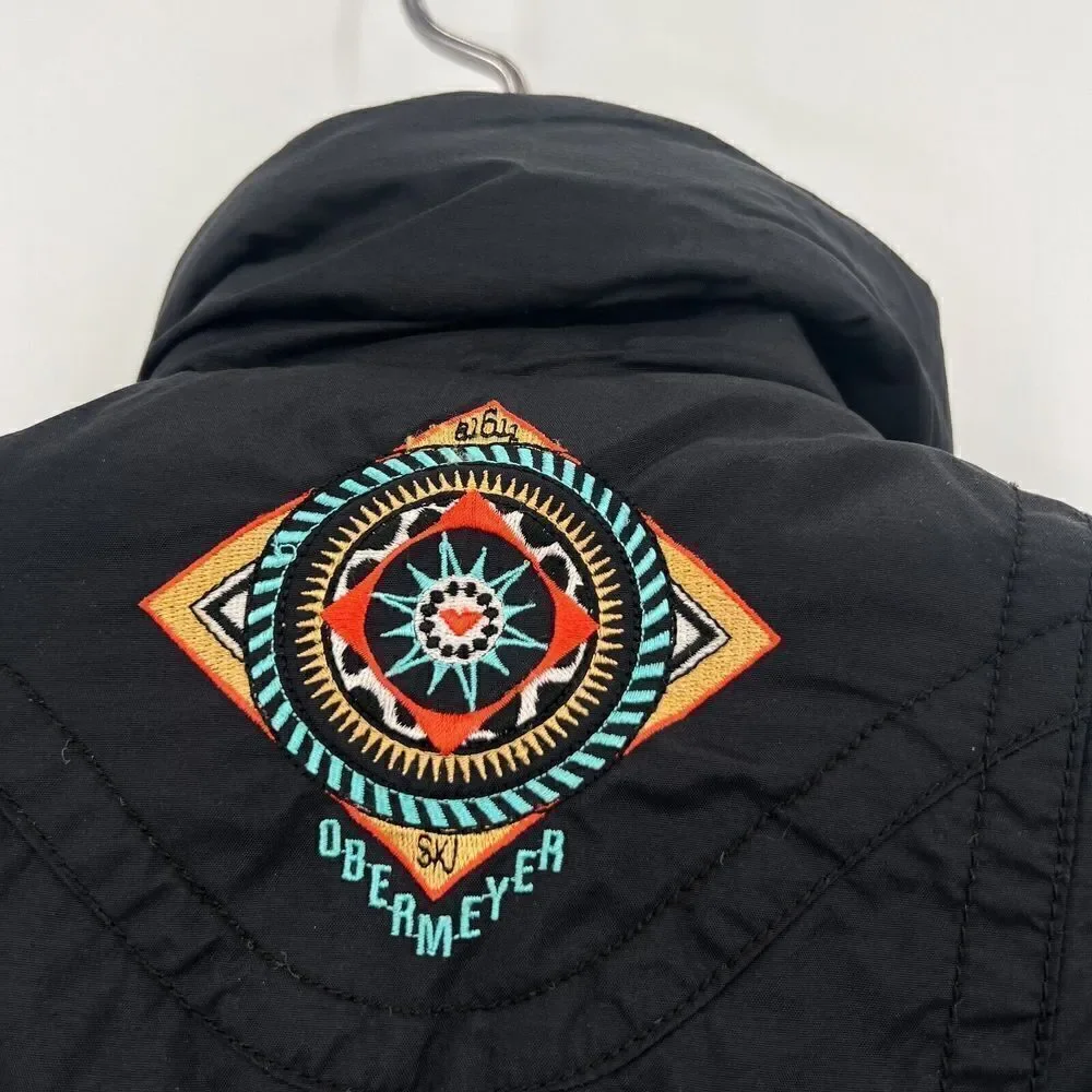 OBERMEYER Nell Jacket Womens 12 Black Puffer Coat Ski Snowboard Bomber Crop